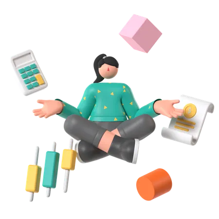 Employee working on multiple jobs  3D Illustration