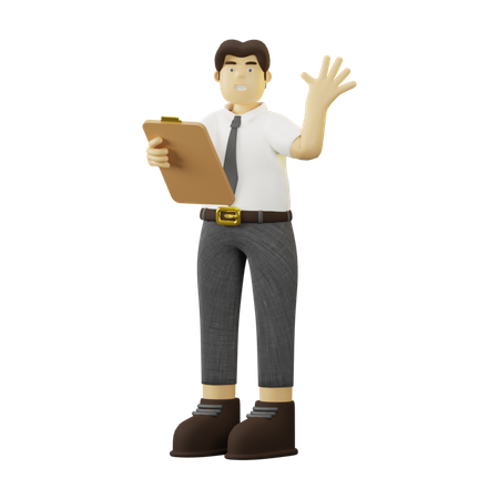 Employee Working With Task List  3D Illustration