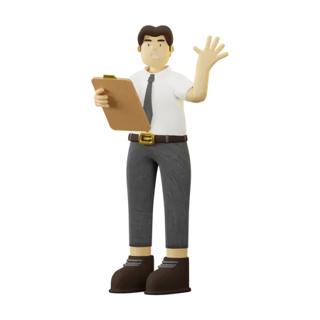 Employee Working With Task List  3D Illustration