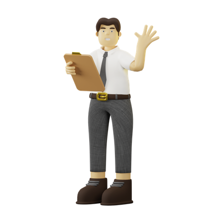 Employee Working With Task List 3D Illustration
