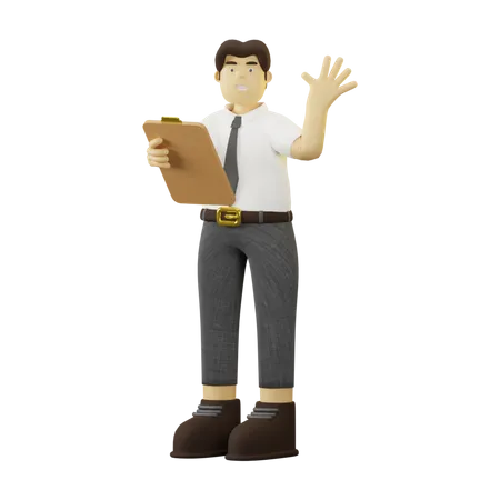 Employee Working With Task List 3D Illustration