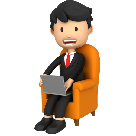Employee works Remotely from home  3D Icon