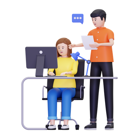 Employees are discussing about work  3D Icon