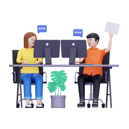 Employees are discussing at workplace  3D Icon