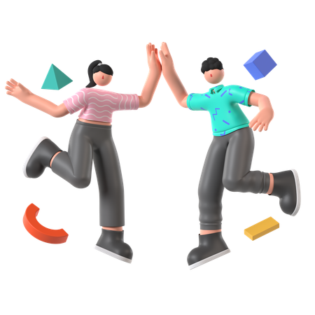 Employees celebrating Collaboration success  3D Icon
