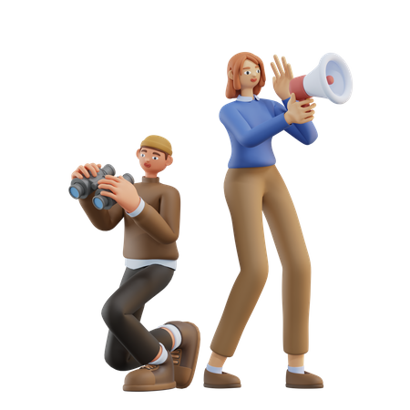 Employees doing marketing  3D Icon