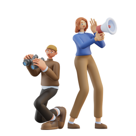 Employees doing marketing  3D Illustration