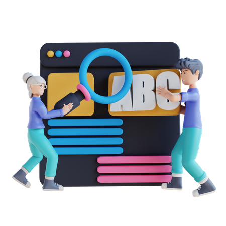 Employees doing on Keyword search  3D Icon