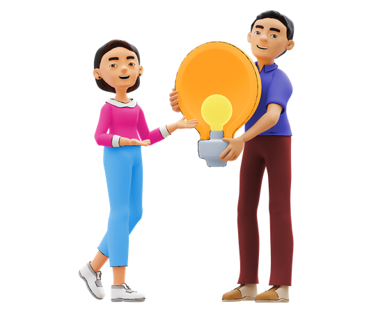 Employees with business idea  3D Icon