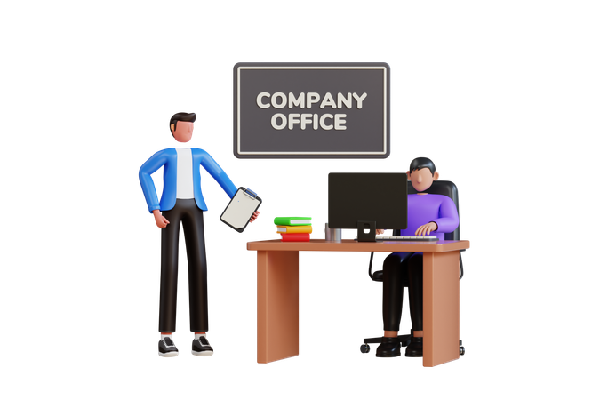 Employees Working At Office  3D Icon