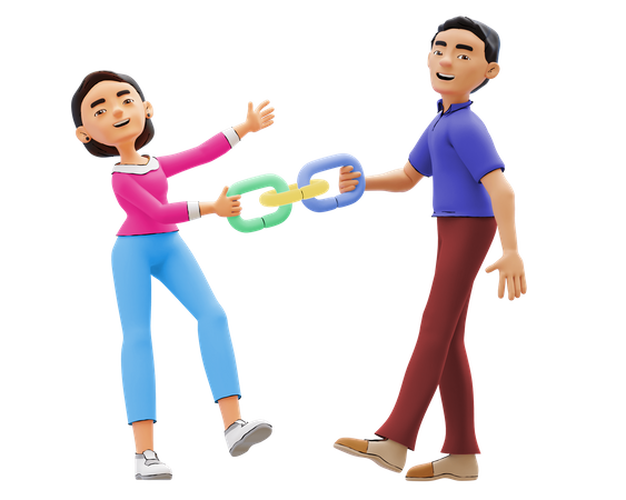 Employees working on networking  3D Icon