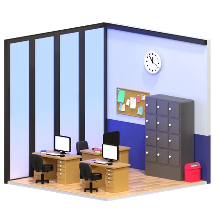 3 D Rendering Of The Isometric Office Room Design Object On A Transparent Background 3D Icon