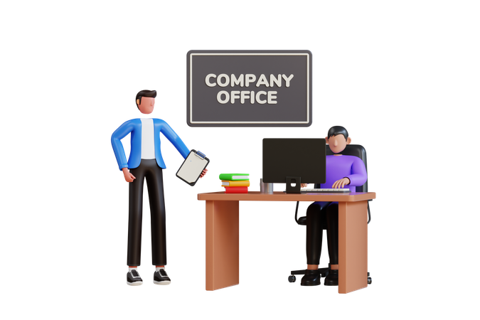 Employés travaillant au bureau  3D Icon