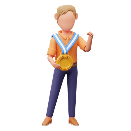 Empreendedor Com Medalha De Ouro  3D Illustration