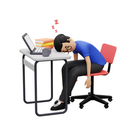 Empregado de negócios dormindo no trabalho  3D Icon