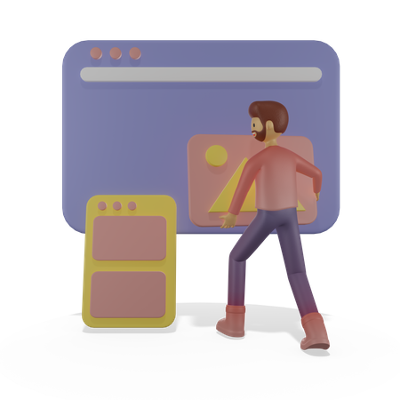 Empregado masculino resolvendo problema  3D Icon