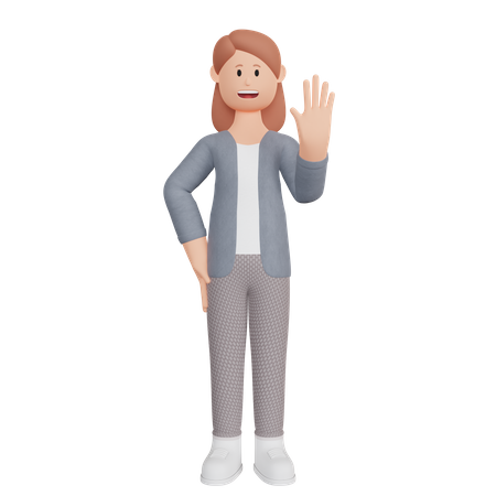 Mujer de negocios agitando su mano  3D Illustration