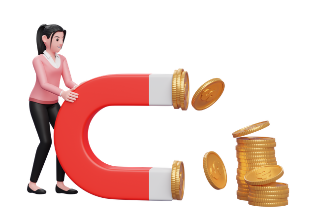 Empresária atrai dinheiro usando ímã  3D Icon
