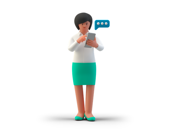 Empresaria charlando en smartphone  3D Illustration