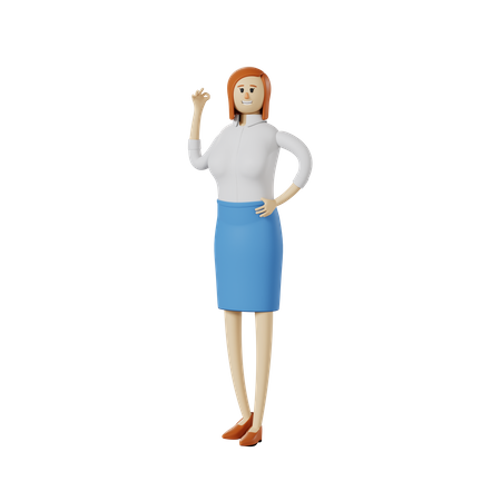 Mulher de negócios com gesto de mão bem  3D Illustration