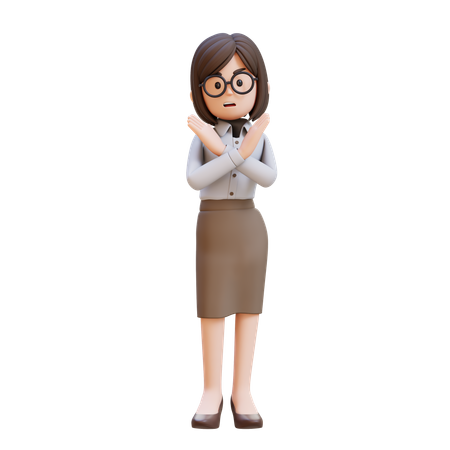 Mujer de negocios cruzando la mano mostrando la señal de stop  3D Icon
