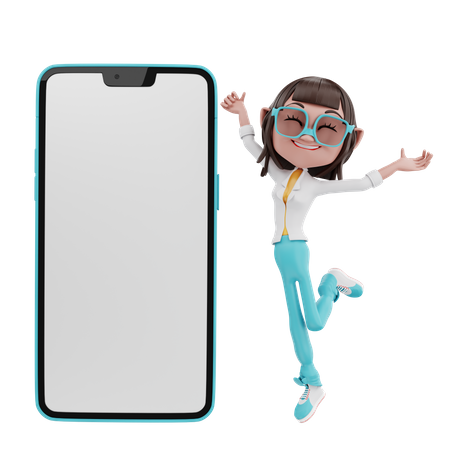 Empresária dançando com celular  3D Icon