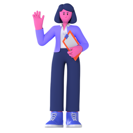 Empresária dizendo olá  3D Icon