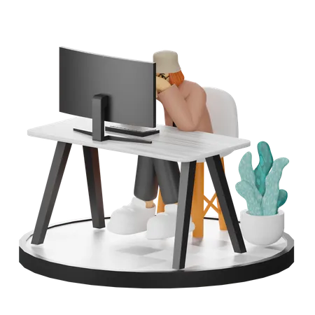 Empresaria estresante  3D Illustration