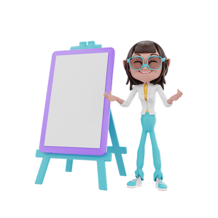 Empresária fazendo apresentação  3D Icon