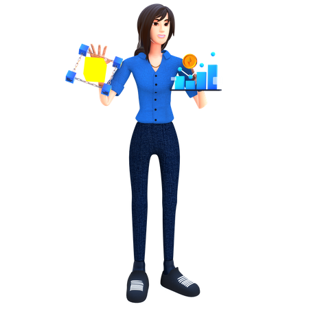 Empresária fazendo negociação de ethereum  3D Icon
