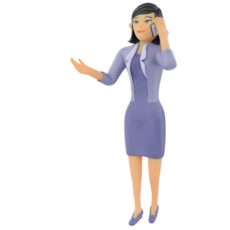 Mujer de negocios hablando por teléfono  3D Illustration