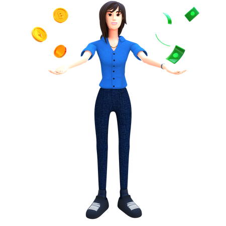 Empresária investindo dinheiro no mercado de ações  3D Icon