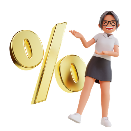 Mujer de negocios mostrando descuento  3D Illustration