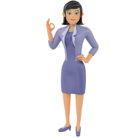 Empresária mostrando gesto ok  3D Illustration