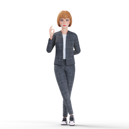 Empresária mostrando gesto ok  3D Illustration