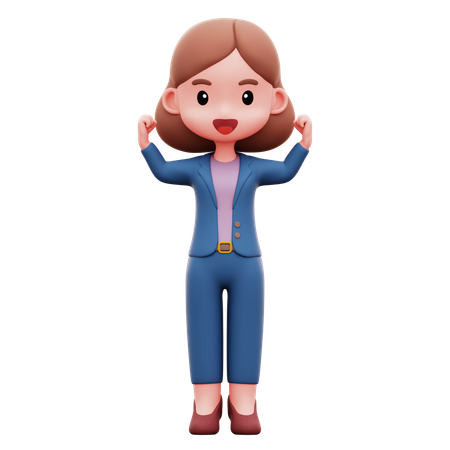 Mulher de negócios mostrando sua força  3D Illustration