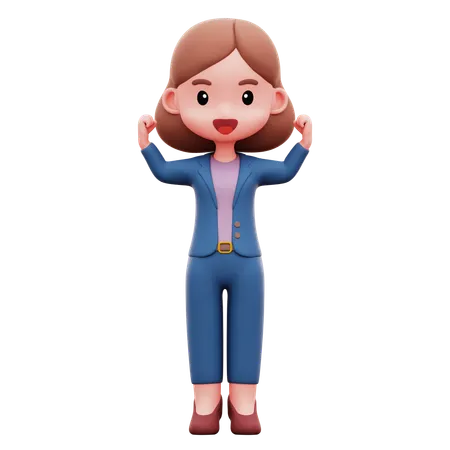 Mulher de negócios mostrando sua força  3D Illustration