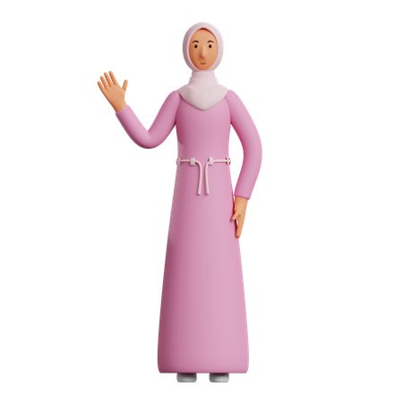 Empresária muçulmana diz Olá  3D Icon