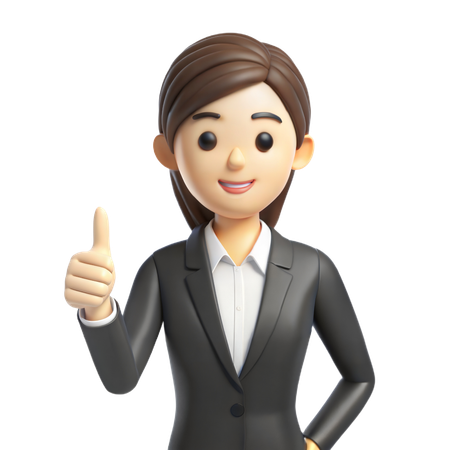 Mujer de negocios, pulgares arriba  3D Icon