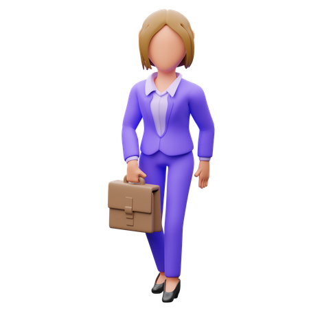 Mujer de negocios, tenencia, maletín  3D Illustration