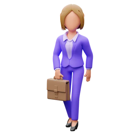 Mujer de negocios, tenencia, maletín  3D Illustration