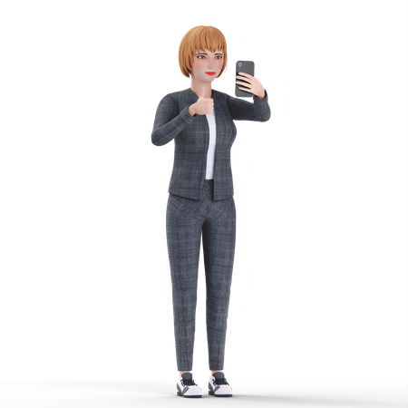 Empresária tira foto selfie  3D Illustration