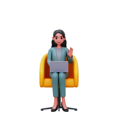 Mujer de negocios trabajando en la oficina  3D Illustration