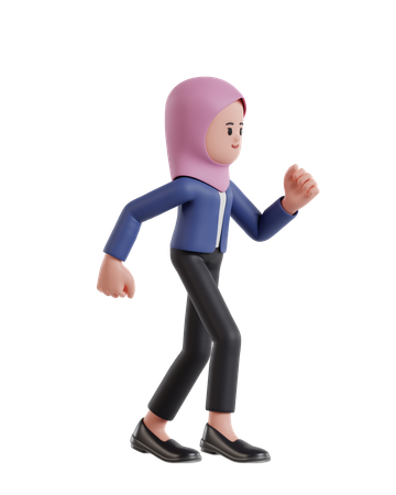 Empresária usando um hijab correndo  3D Icon