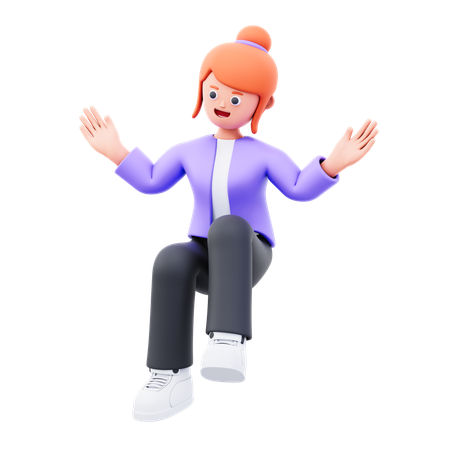 Mulher de Negócios Voa com Pensamento  3D Icon