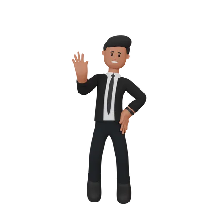 Empresario agitando su mano  3D Illustration