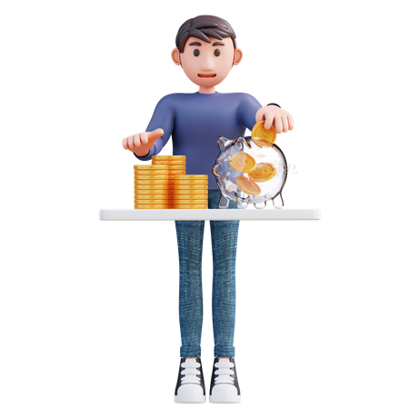 Empresario ahorrando dinero  3D Illustration