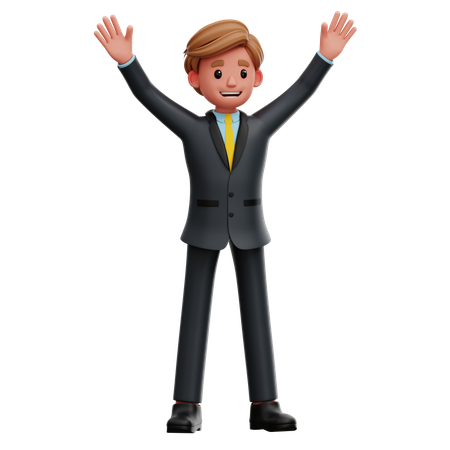 Empresário alegre  3D Icon