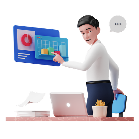 Empresário analisando dados  3D Icon