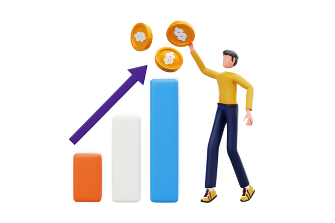 Empresário analisando o crescimento financeiro  3D Icon